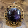 LaserTrees Square Vortex Cut Through Hardwood 30mm Gemstone Pendant