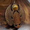 LaserTrees Sacred Scarab Hardwood Pendant in Walnut with Tigerseye 