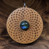 Tube Torus Fade Hardwood Pendant in Cherry with 12mm Labradorite by LaserTrees | Handcrafted Sacred Geometry