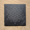 LaserTrees 64 Sided Tetrahedron Laser Etched Slate Coaster 