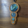 LaserTrees 5-3-2-1 Fibonacci Orb Drip Hardwood Pendant in Cherry with 4 Labradorite Gemstones 