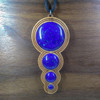 5-3-2-1 Fibonacci Orb Drip Hardwood Pendant in Cherry with 4 Lapis Lazuli Gemstones by LaserTrees | Handcrafted Sacred Geometry