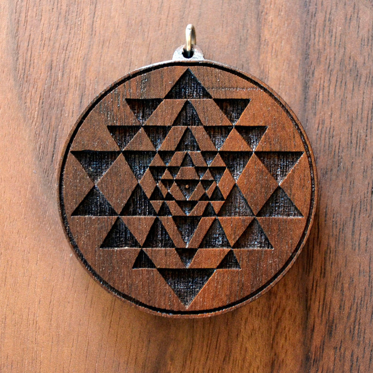 Wood Necklace-sri Yantra Pendant, Yoga Meditation Necklace sri Chakra  Pendant Amulet. Handmade Spiritual Wooden Necklace. 