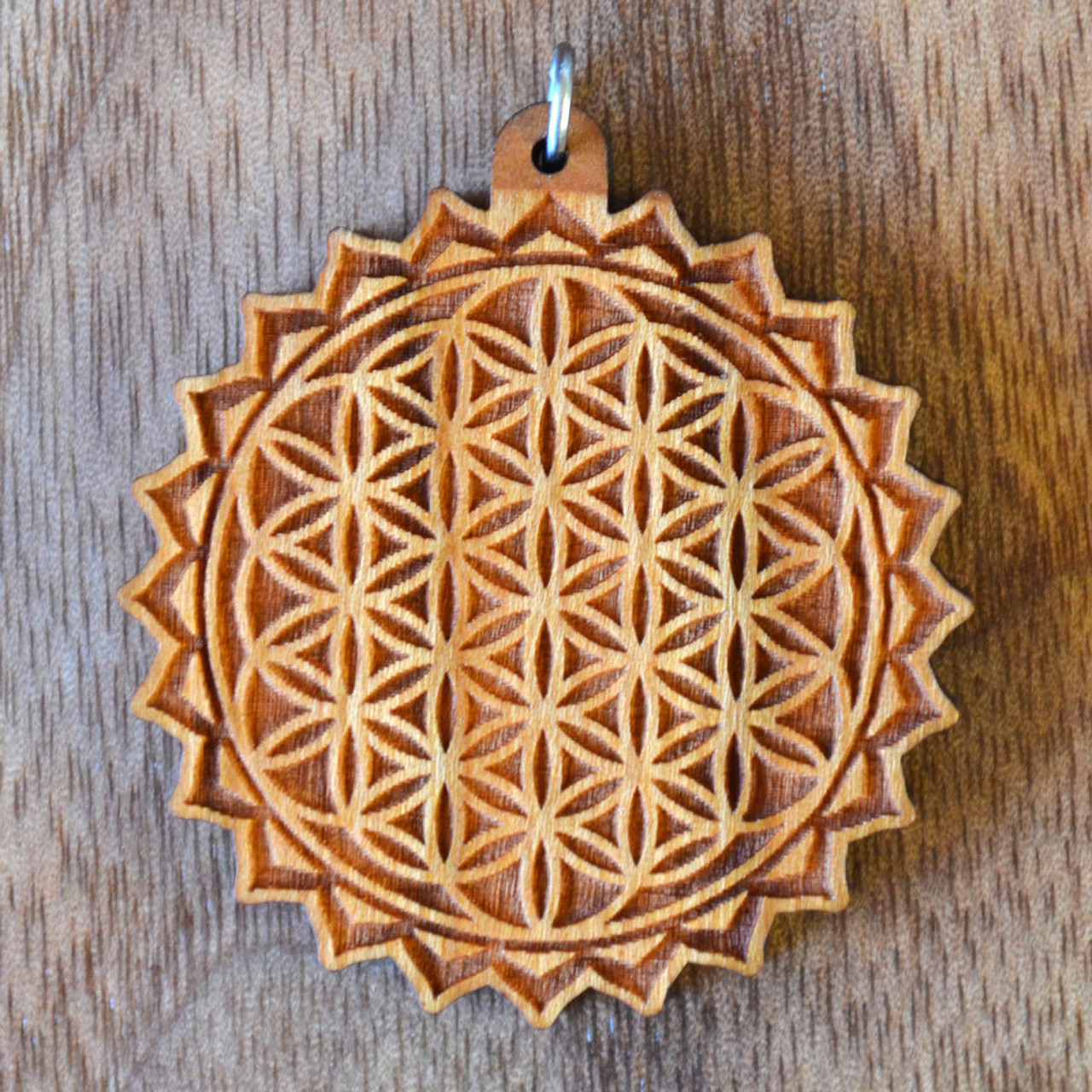 Flower of Life Mandala Hardwood Pendant - LaserTrees