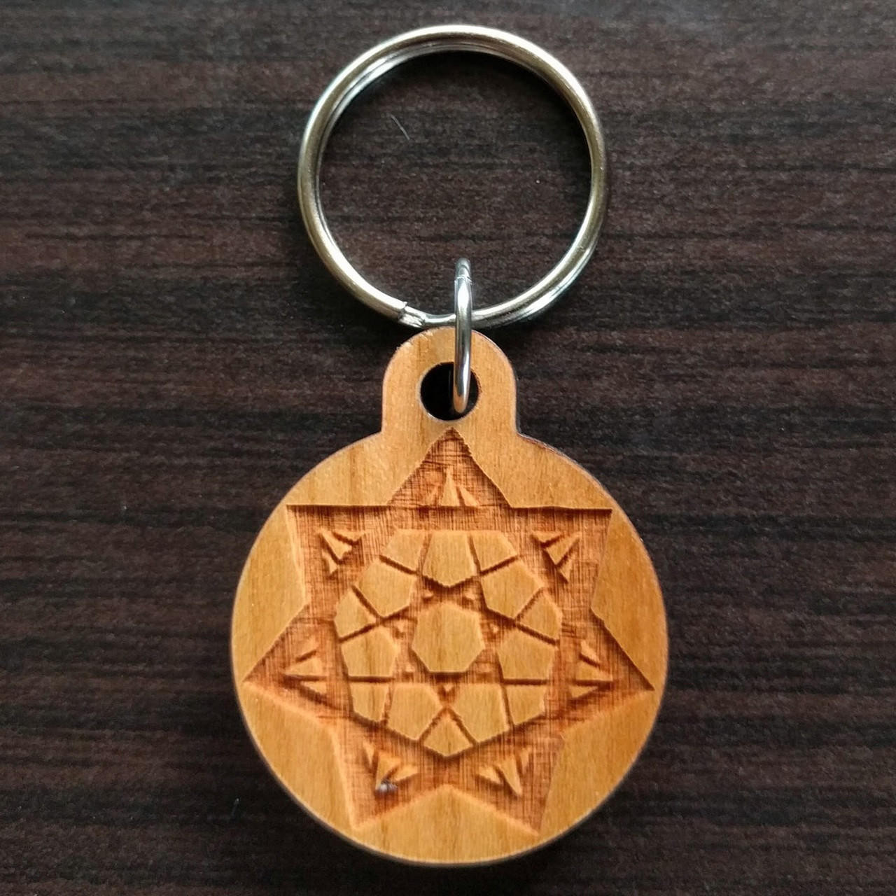 Seven Pointed Star Hardwood Keychain - LaserTrees