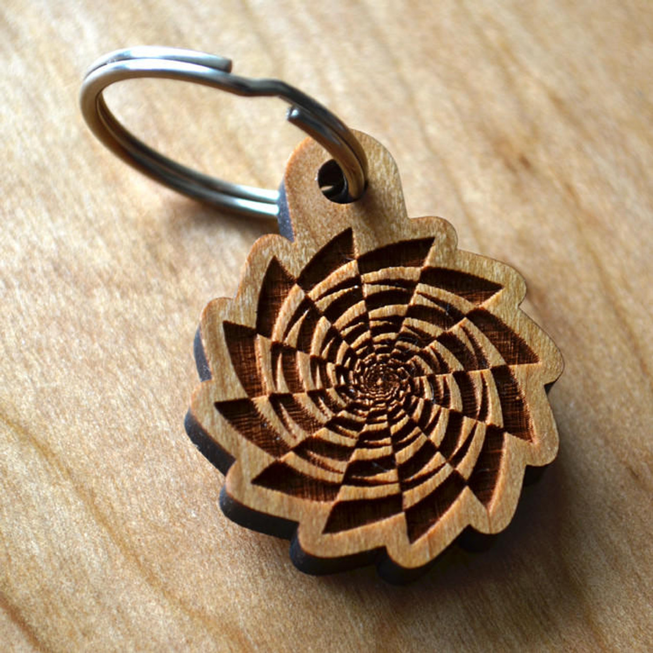 lasertrees fibonacci spiral vortex hardwood keychain 59958.1670016465