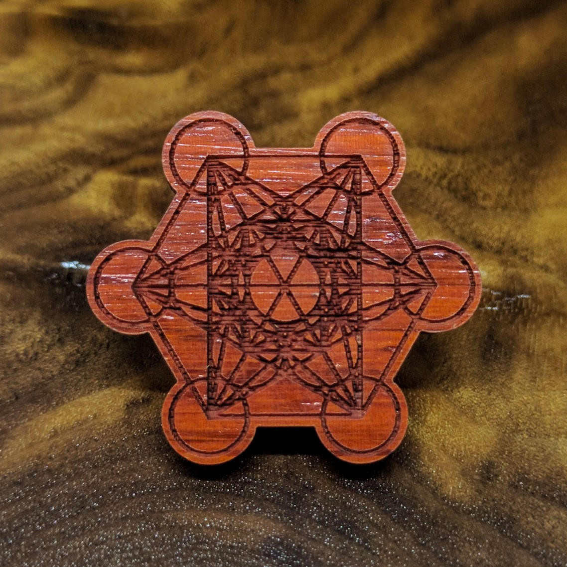 Metatrons Cube Hardwood Hat Pin LaserTrees