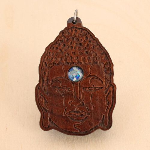 LaserTrees Buddha Head Hardwood Pendant