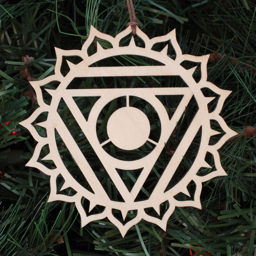 Throat Chakra Ornament - Sacred Geometry - Laser Cut Wood by LaserTrees | Intricate Home Accents