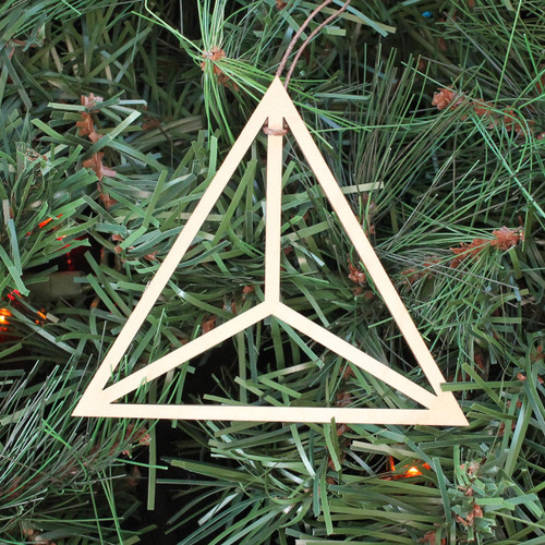 Tetrahedron Ornament - Sacred Geometry - Laser Cut Wood by LaserTrees | Intricate Home Accents