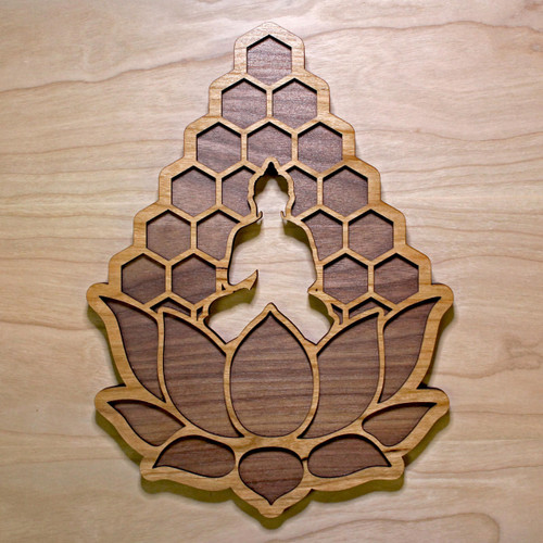 Meditation Lotus Two Layer Wall Art by LaserTrees | Sacred Geometry Wall Decor