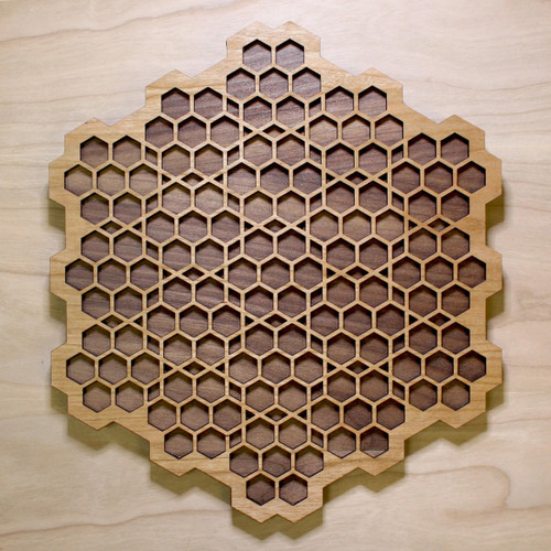 Honeycomb Grid Two Layer Wall Art by LaserTrees | Sacred Geometry Wall Decor