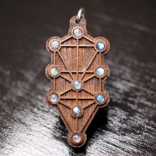 Tree of Life / Kabbalah Gemstone Pendant by LaserTrees | Handcrafted Sacred Geometry