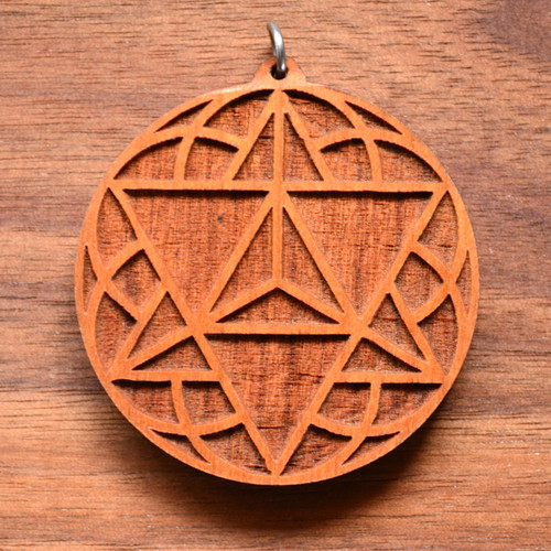 LaserTrees Star Tetrahedron Seed of Life Hardwood Pendant