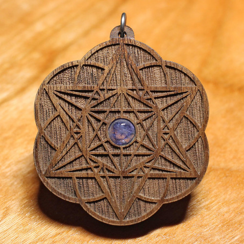 LaserTrees Starseed Pendant - Tanzanite in Walnut Harwood 