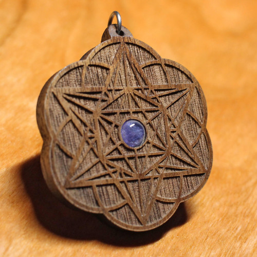 LaserTrees Starseed Pendant - Tanzanite in Walnut Harwood