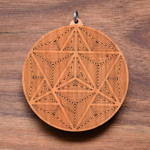 LaserTrees Star Tetrahedron Linework Hardwood Pendant