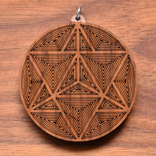 Star Tetrahedron Linework Hardwood Pendant by LaserTrees | Handcrafted Sacred Geometry