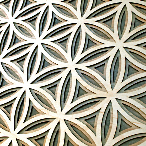 LaserTrees Flower of Life - Maple, Birch, Walnut 3 Layer Wall Art