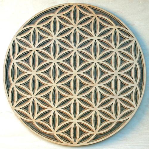 Flower of Life - Maple, Birch, Walnut 3 Layer Wall Art by LaserTrees | Sacred Geometry Wall Decor