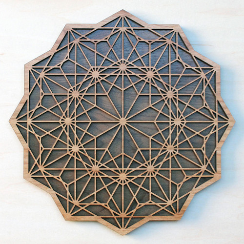 Asanoha Rose Two Layer Wall Art by LaserTrees | Sacred Geometry Wall Decor