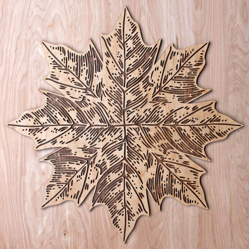 Maple Leaf Mandala 22" Two Layer Wall Art by LaserTrees | Sacred Geometry Wall Decor