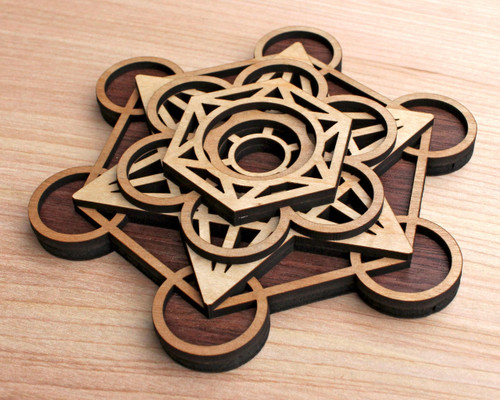 LaserTrees Metatrons Cube 5 Layer Sphere Stand - with optional Selenite Sphere