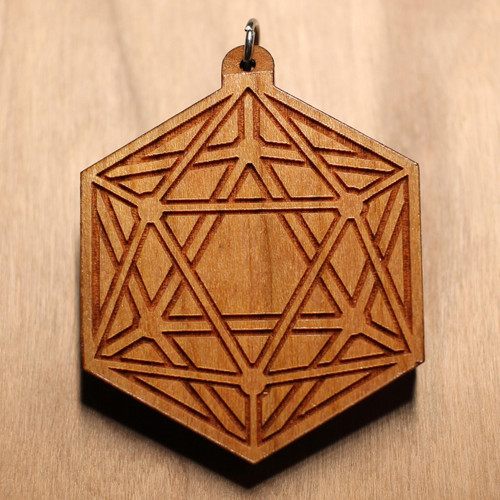 LaserTrees Dimensional Icosahedron Hardwood Pendant 