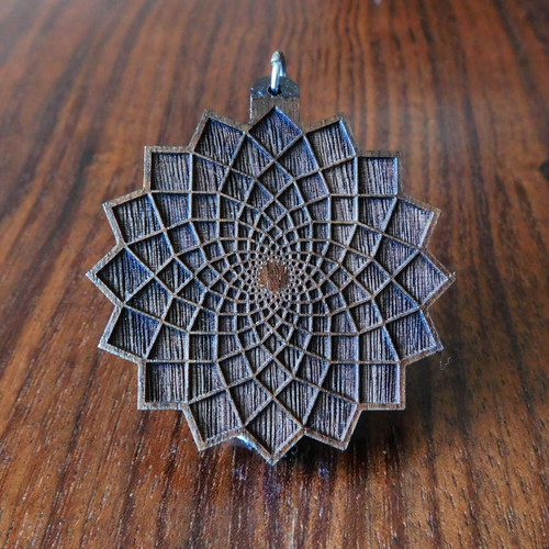 LaserTrees Square Flower Hardwood Pendant