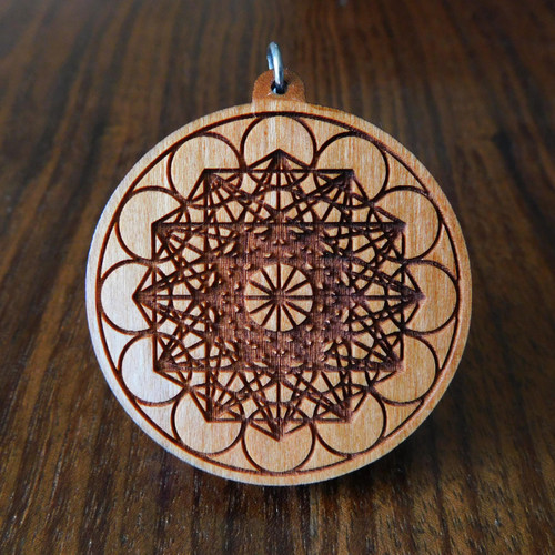 Metatrons Wheel Hardwood Pendant by LaserTrees | Handcrafted Sacred Geometry