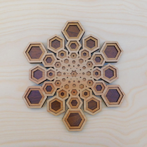 LaserTrees Hexagon Star Fractal Three Layer Wall Art 