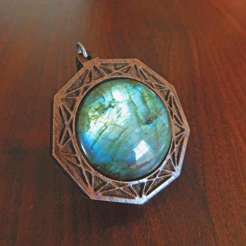 Dimension of Nine Hardwood 30mm Gemstone Pendant by LaserTrees | Handcrafted Sacred Geometry