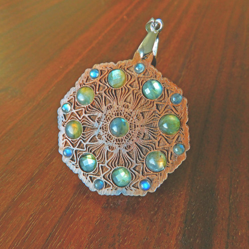 LaserTrees Talisman for Magic & Protection - Mushroom Cap Mandala with Labradorite