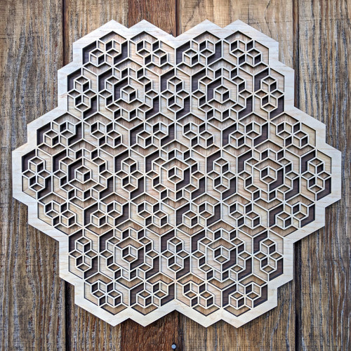 Dimensional Hexagon Mandala Four Layer Wall Art by LaserTrees | Sacred Geometry Wall Decor
