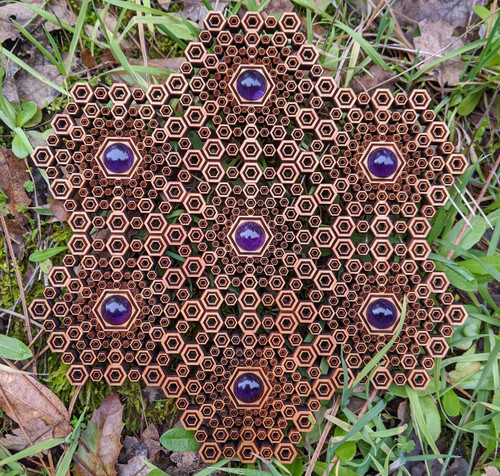 Hexagon Burst Suncatcher by LaserTrees | Detailed Wood Engraving