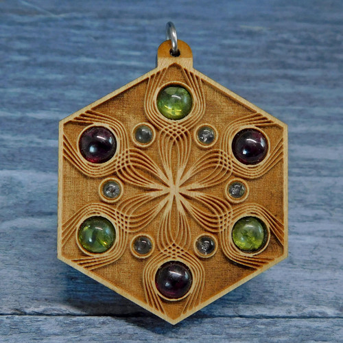 LaserTrees Vibrational Seed Gemstone Talisman - Peridot and Garnet