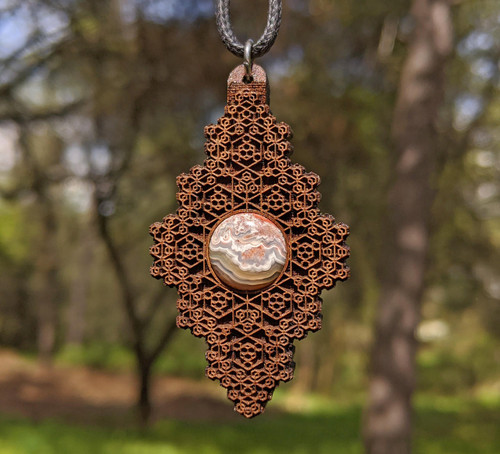 LaserTrees Hexagon Diamond Hardwood Pendant 