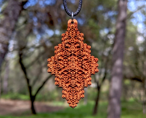 LaserTrees Hexagon Diamond Hardwood Pendant 