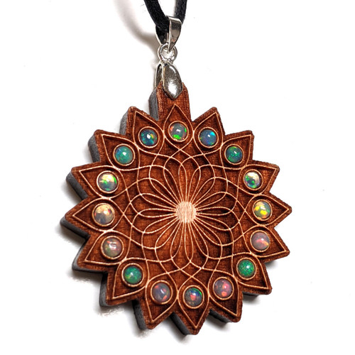LaserTrees Wandering Lotus Gemstone Grid Talisman - x16 3mm Opals
