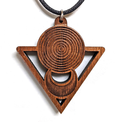 LaserTrees Triangle Sun and Moon Hardwood Pendant by Julie Banwellund