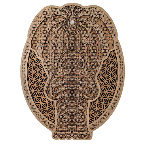 Sacred Elephant Three Layer Wall Art with Rainbow Moonstone by LaserTrees | Signature Gallery Artwork