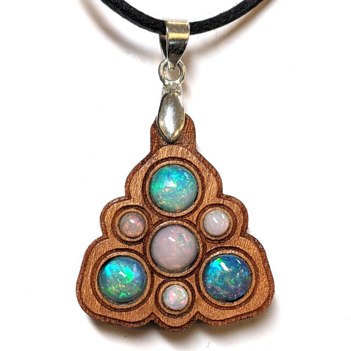 Trinity Mini Grid Talisman - Ethiopian Opals by LaserTrees | Handcrafted Sacred Geometry
