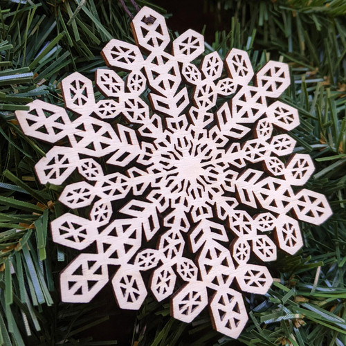LaserTrees Snowflake Ornament 2 - Laser Cut Wood 