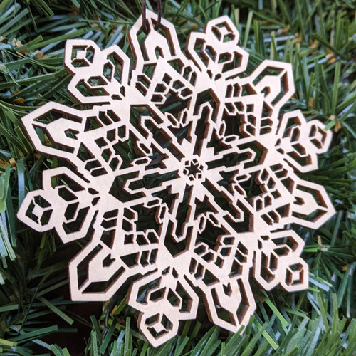 LaserTrees Snowflake Ornament 3 - Laser Cut Wood 