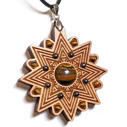  Willpower Talisman - Tigers Iron, Tigerseye and Hematite - Starburst Echo design by Julie Banwellund 