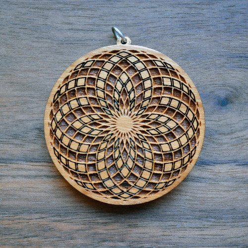 Tube Lotus Hardwood Pendant by LaserTrees | Handcrafted Sacred Geometry