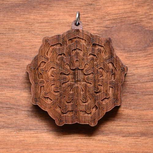 LaserTrees Nine Sided Lotus Fractal Hardwood Pendant