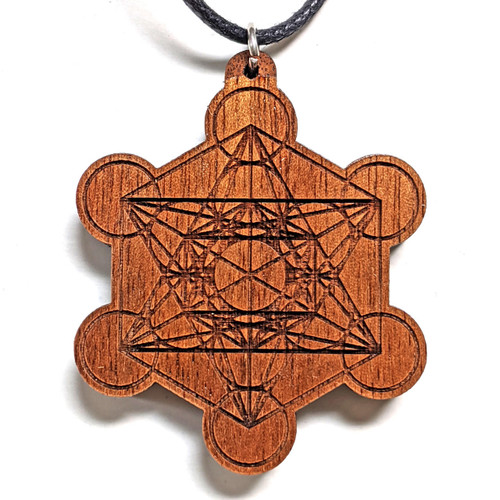 LaserTrees Metatrons Cube Hardwood Pendant 