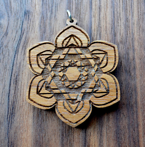 LaserTrees Hexagonal Star Hardwood Pendant