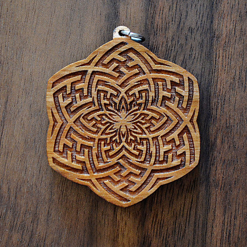LaserTrees Sacred Sayagata Hardwood Pendant